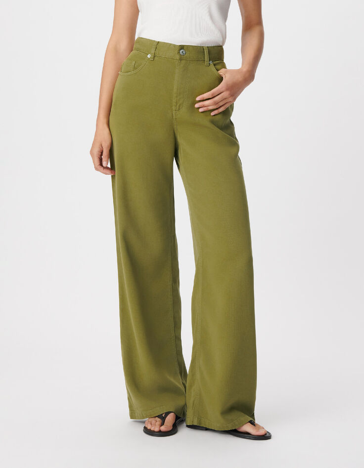 Jean large vert Lyocell&reg; taille haute Edie Femme-3