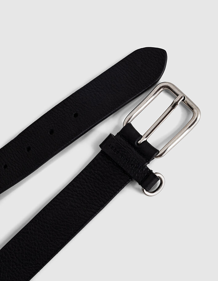 Men's black grained leather belt - IKKS