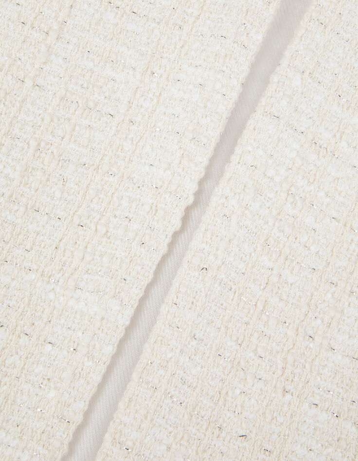 Veste bol&eacute;ro blanche effet tweed manches 7/8e Femme-7