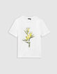 T-shirt blanc coton bio visuel feuillage pixellisé garçon-3