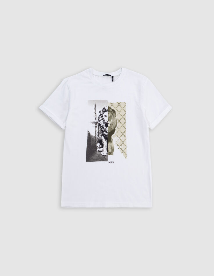 T-shirt blanc visuel lion garçon-2