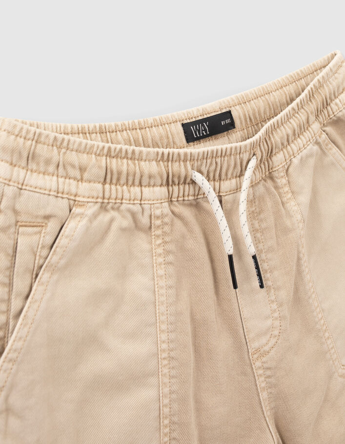 Beige Relaxed-Jungenbermudas mit Gummizug am Bund - IKKS