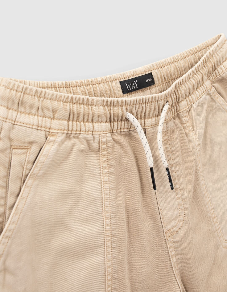 Beige relaxed bermuda elastische taille jongens-4