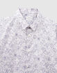 Men&rsquo;s white Liberty fabric SLIM shirt with blue flowers-6