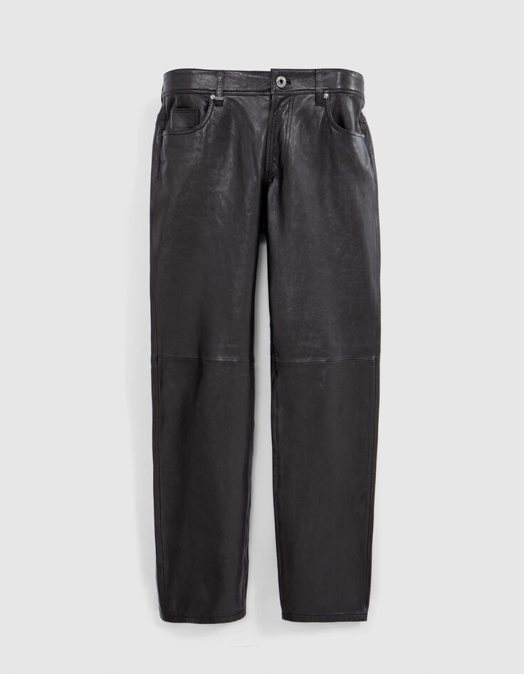 Men&rsquo;s black Chrome-free leather Pure Edition SLIM trousers-5