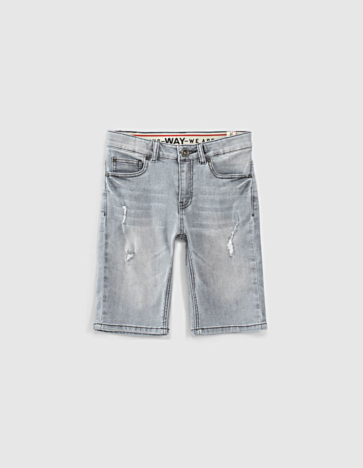 Medium Grey Jungenjeansbermudas mit Used-Optik -1