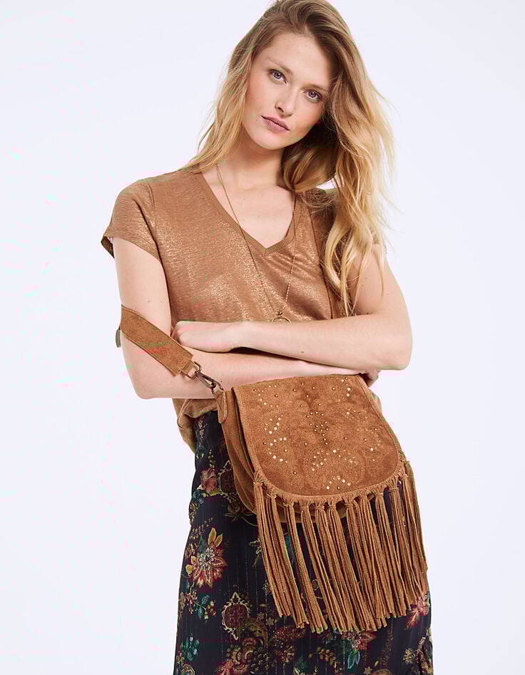 Sac besace The Waiter en cuir franges et studs femme-2
