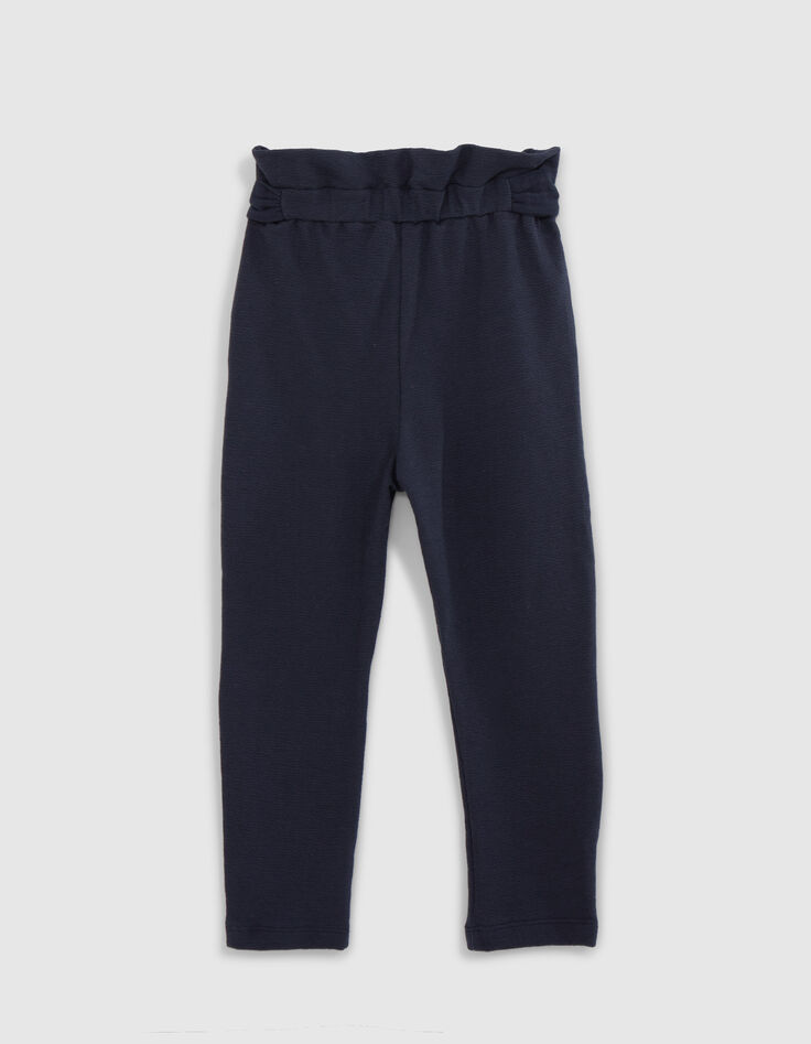 Pantalón azul marino algodón punto cinturón anudado niña-3