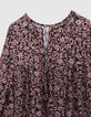 Vestido negro con estampado floral barroco para niña-5