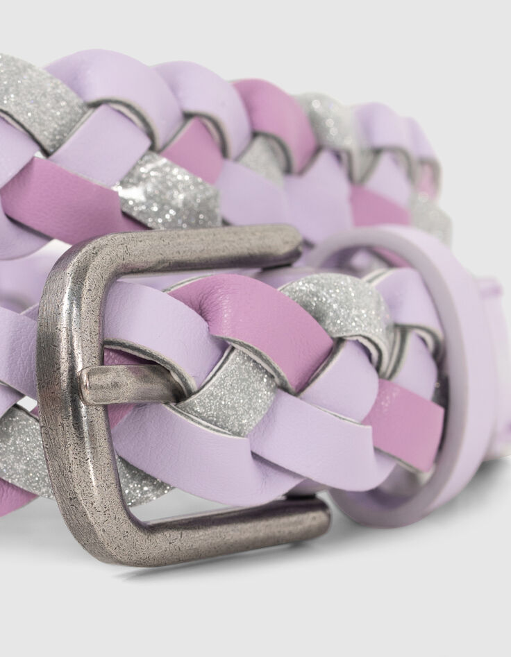 Gevlochten riem lichtpaars en zilver meisjes-5