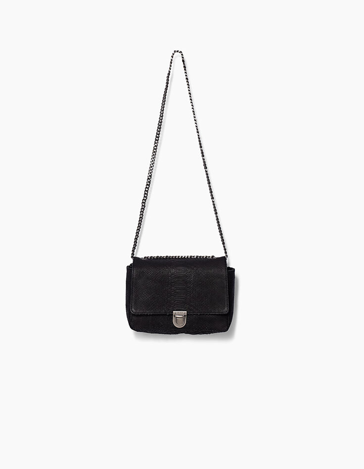Cartera The Camera Girl de cuero negro efecto cobra mujer-4