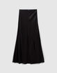 Lange zwarte rok in viscose met split Dames-7
