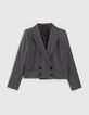 Korte grijze blazer met glitters Dames-6
