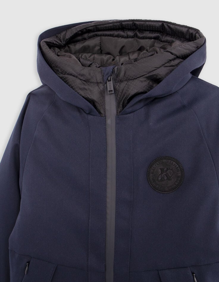 Parka 2-en-1 marine doudoune motif jacquard garçon-3