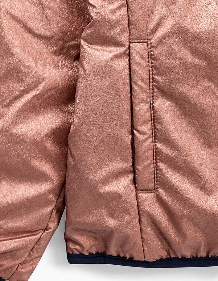 Girls' medium pink and navy reversible padded jacket - IKKS