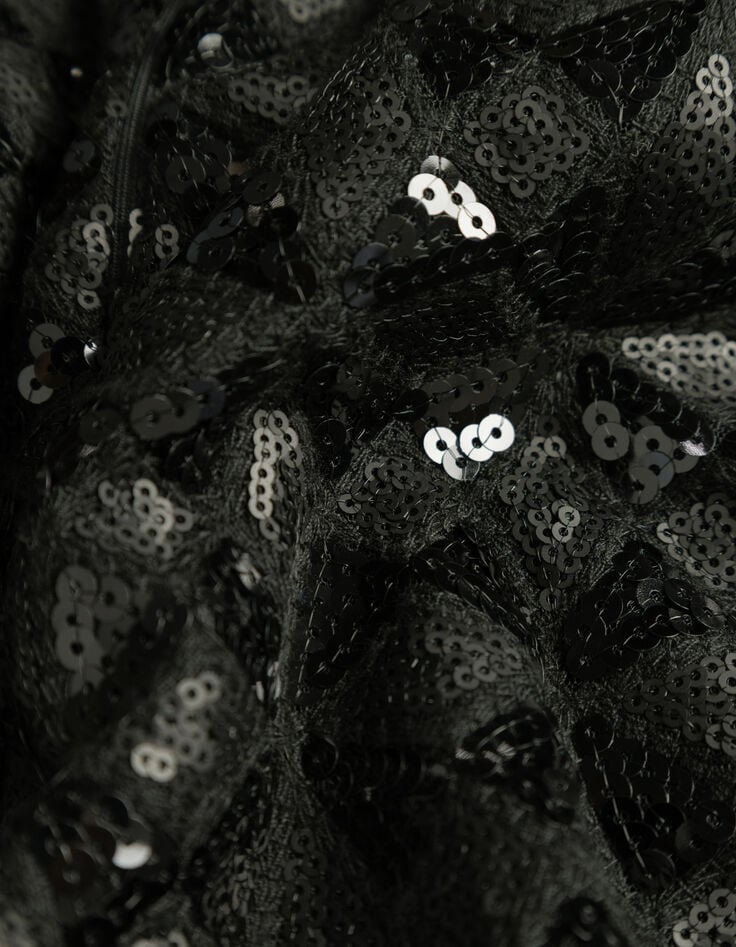 Jupe noire broderies sequins graphiques Femme-6