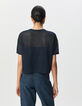 Tee-shirt marine maille résille en relief Femme-4