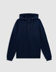 Inktblauwe sweater met kap en ritskraag Heren-7