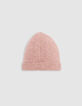 Bonnet rose tricot fourr&eacute; broderies coeurs b&eacute;b&eacute; fille-3