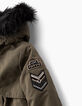 Parka kaki à capuche avec doublure fourrée fille-4