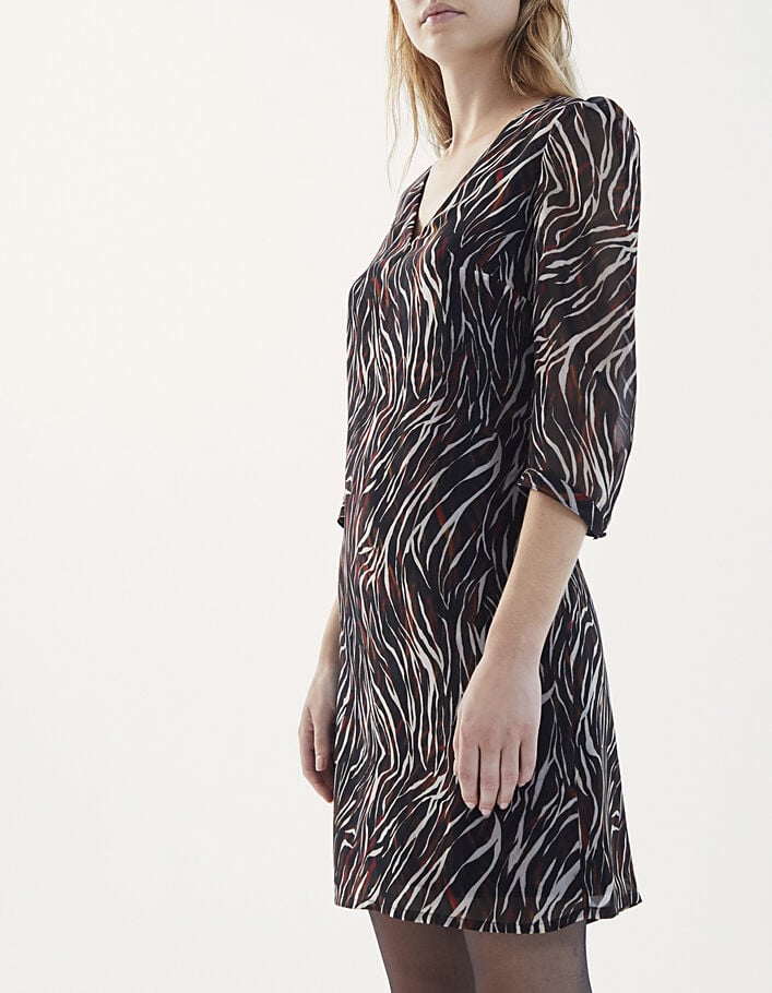 Kurzes Damenkleid aus Voile im Zebra-Print-2