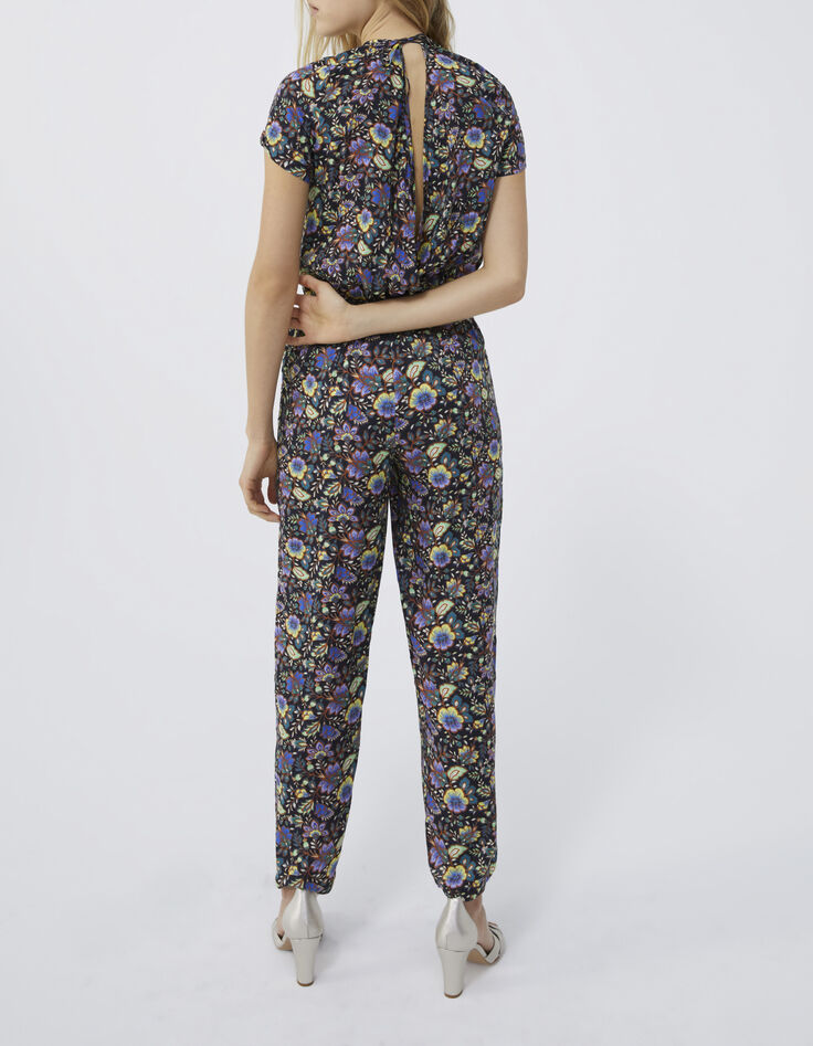 Women’s black XL flower print jumpsuit-2