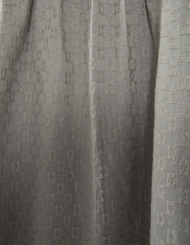 Khaki Mädchenkleid mit Jacquard und Rüschenärmeln-7