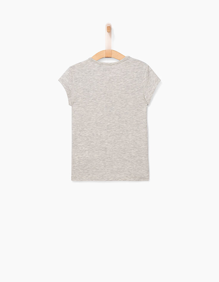Tee-shirt gris chiné Paris Los Angeles fille-4
