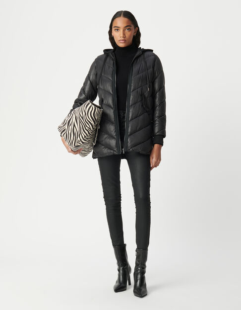 Women’s long light padded jacket+sweatshirt fabric hood - IKKS