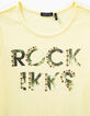 Tee-shirt jaune vif à message avec clous fille-2