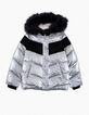Doudoune argent et noire garnissage plumes fille-2