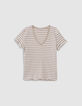 Camiseta beige rayas crudo acanalada-4
