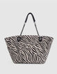 Winkeltas 1440 ecru canvas zebrapatroon XL Dames-4