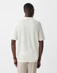 Kreidefarbenes Herrenpoloshirt aus Flammstrick-3