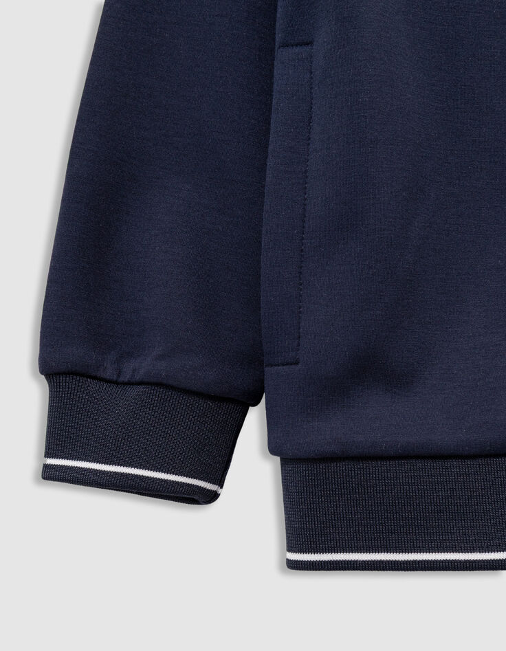 Boys’ navy zipped hooded cardigan with zip lettering-3
