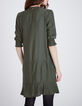Women’s khaki upcycled satin dress with drawstring waist-3