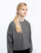 Girls' black and beige houndstooth motif sweatshirt-2