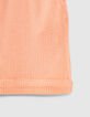 Short corail fluo long en nid d'abeille fille-6