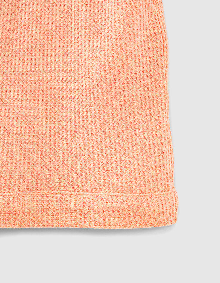 Short corail fluo long en nid d'abeille fille-6 Short corail fluo long en nid d'abeille fille-6