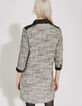 Vestido camisero tweed flecos blanco y negro mujer-2