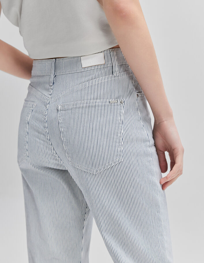 Women’s off-white recycled slouchy jeans with thin stripes - IKKS