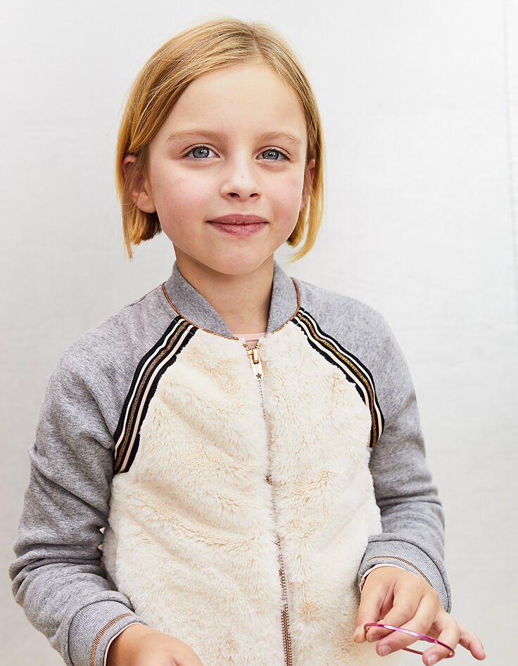 Girls' mixed-fabric cardigan-2