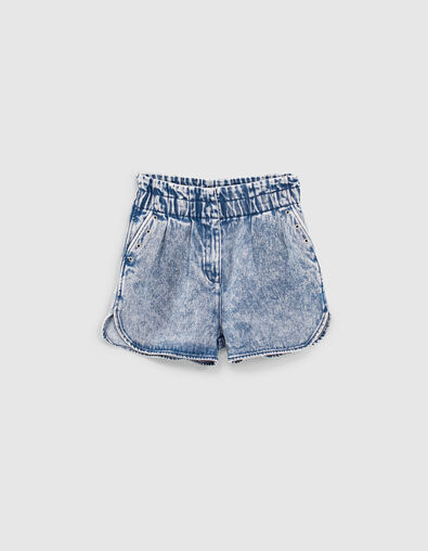 Shorts jean azul medio cintura alta elástica chica - IKKS
