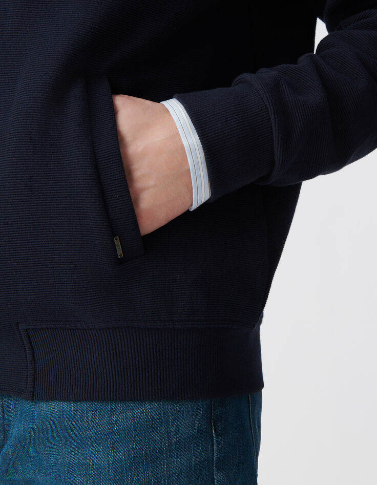 Cardigan marine reliefé à capuche Homme-6