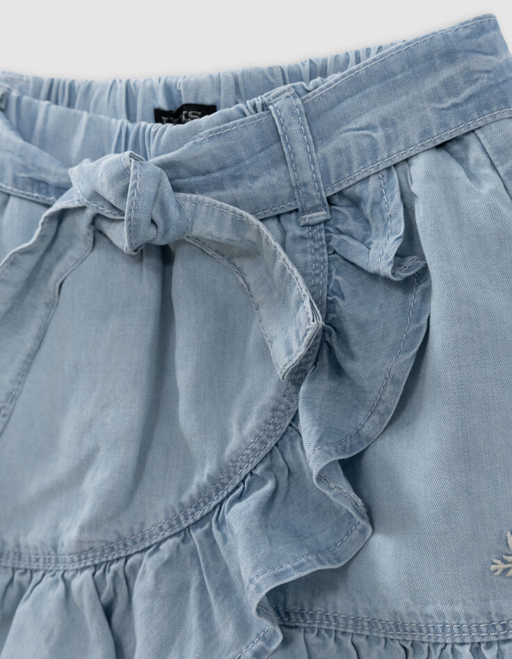 Jupe-short bleue effet portefeuille fille-5