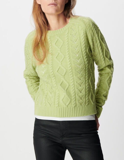 Pull torsad&eacute; col rond en laine m&eacute;rinos pour femme - IKKS