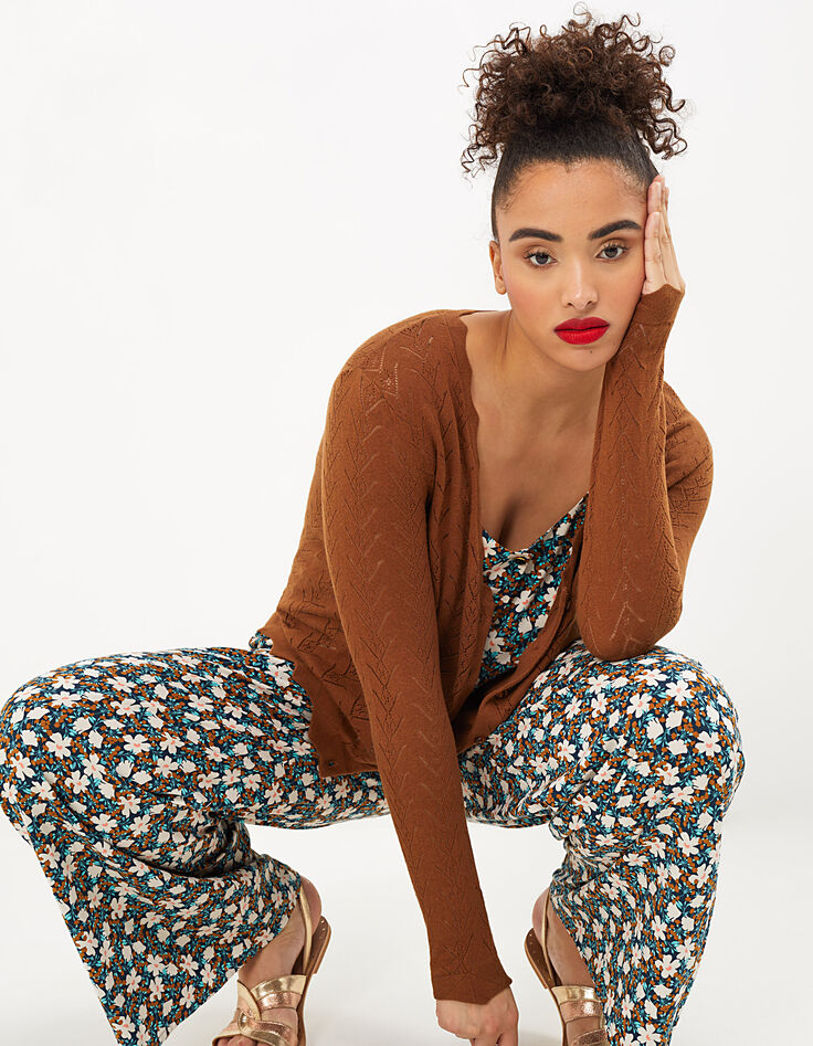 Camel vest ajourtricot, geschulpt I.Code-1 Camel vest ajourtricot, geschulpt I.Code-1
