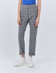 Pantalón slim gris Príncipe de Gales mujer-2