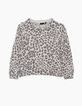 Girls’ medium grey marl leopard print sweater-2