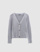 Elegante Cárdigan de lúrex gris calado para Mujer-7